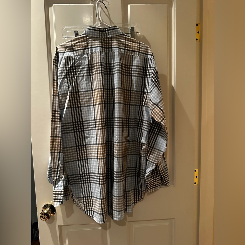 Peter Millar Blue and Tan Checkered Shirt